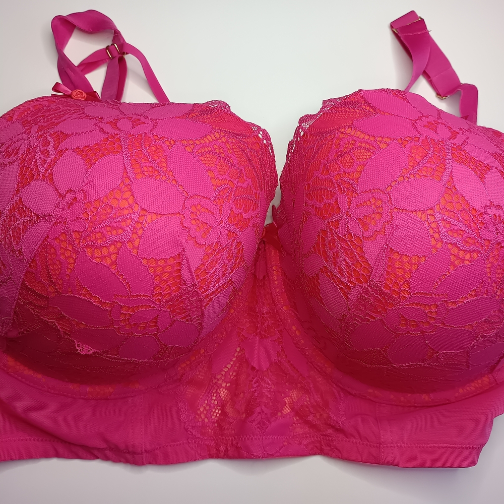 Cacique Hot Pink Lace Bra